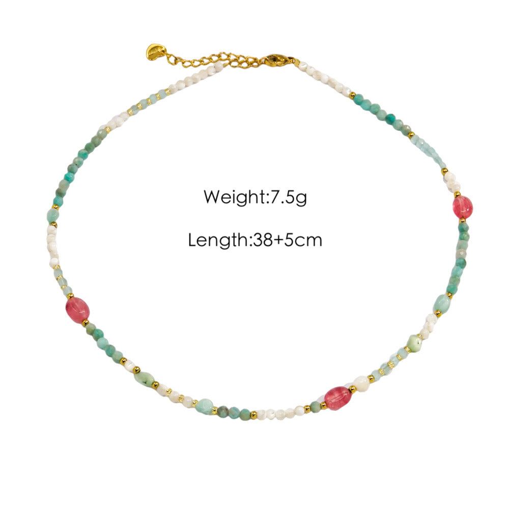 Wholesale  Stainless Steel Jewelry Necklace Set Natural Stone Handmade Chain