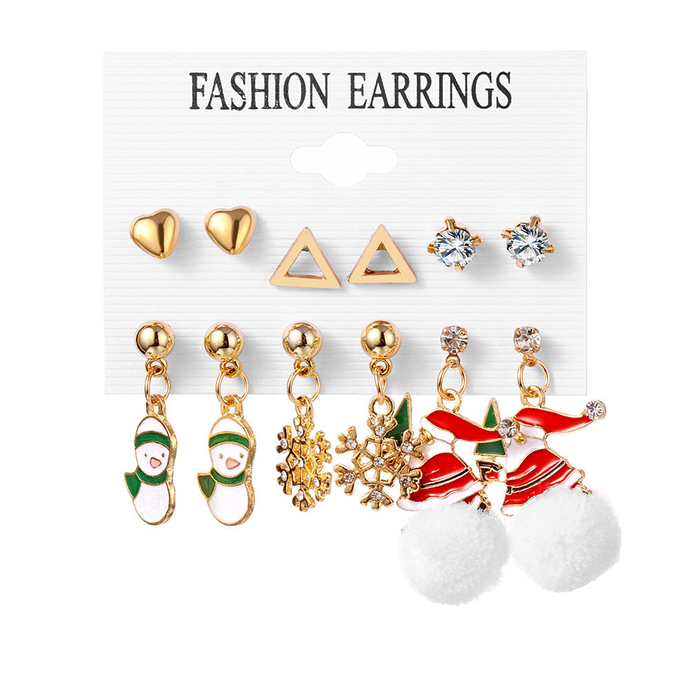 Wholesale Christmas Bell Elk Earrings Six-piece Set ACC-ES-Anduo003