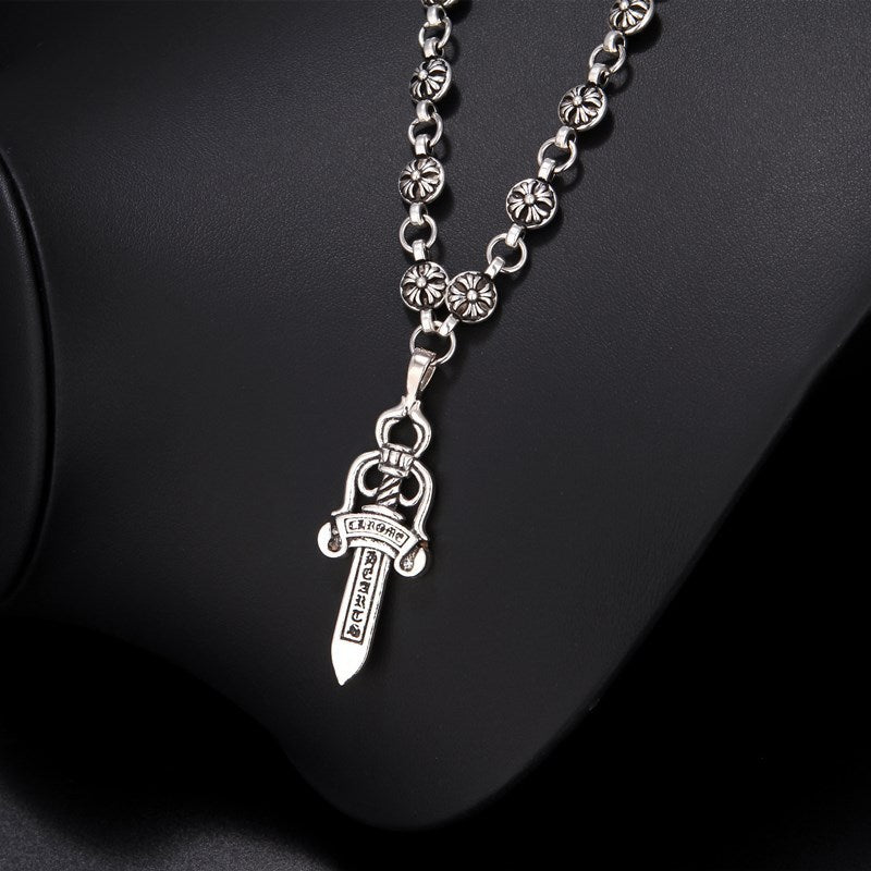 Wholesale electroplated big sword pendant sweater chain