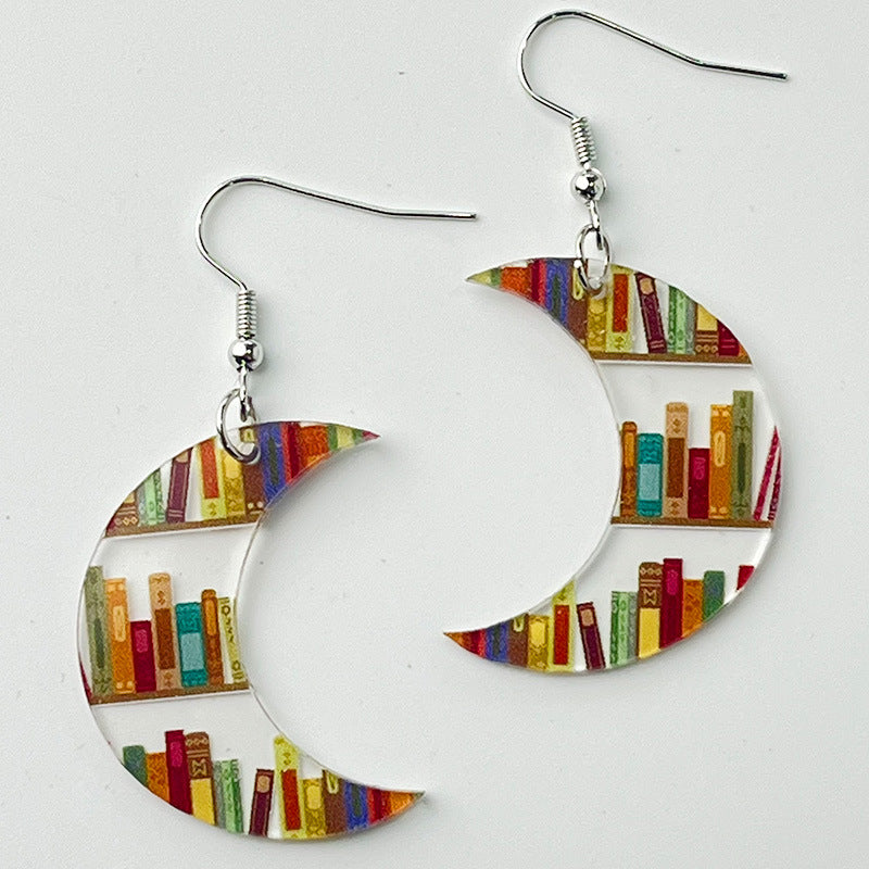 Wholesale 2 Pairs/pack Butterfly Puppy Moon Cat Books Book Shelf Acrylic Earrings ACC-ES-HY072