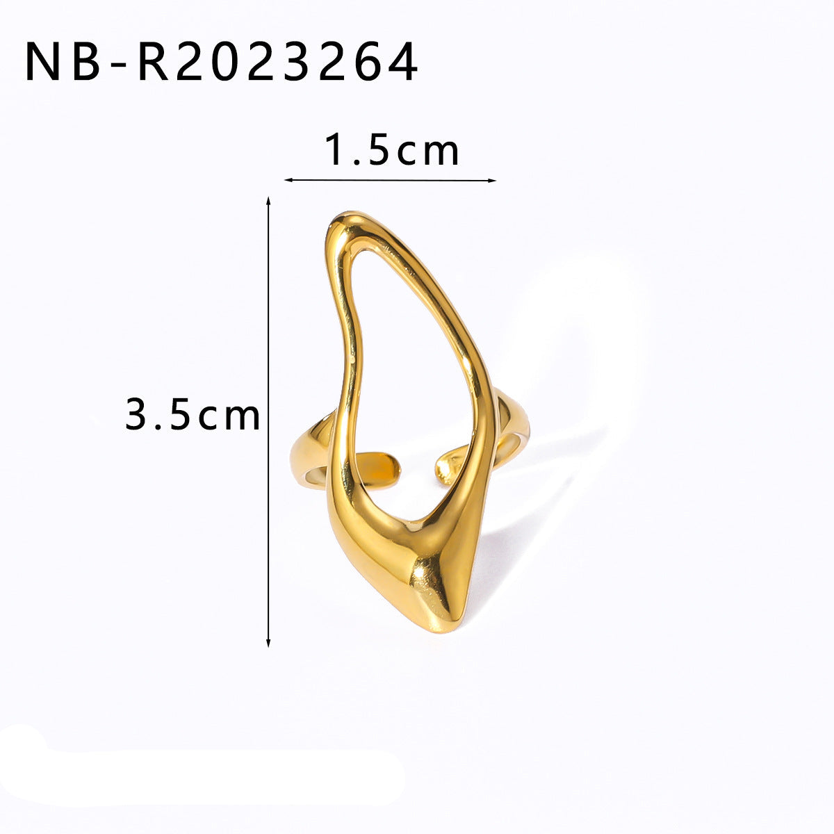 Wholesale geometric irregular water drop line hollow titanium steel  ring