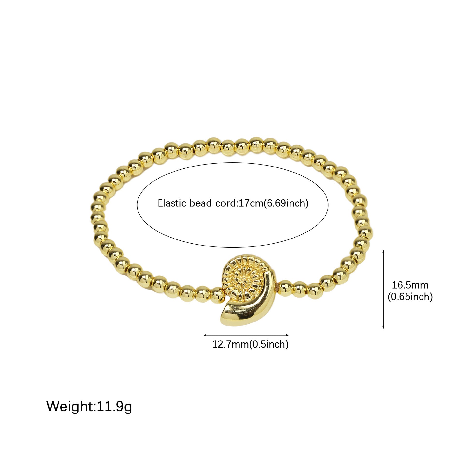 Wholesale Brass Marine Life Series Conch Starfish Shell Beaded Elastic Thread Women' s Bracelet