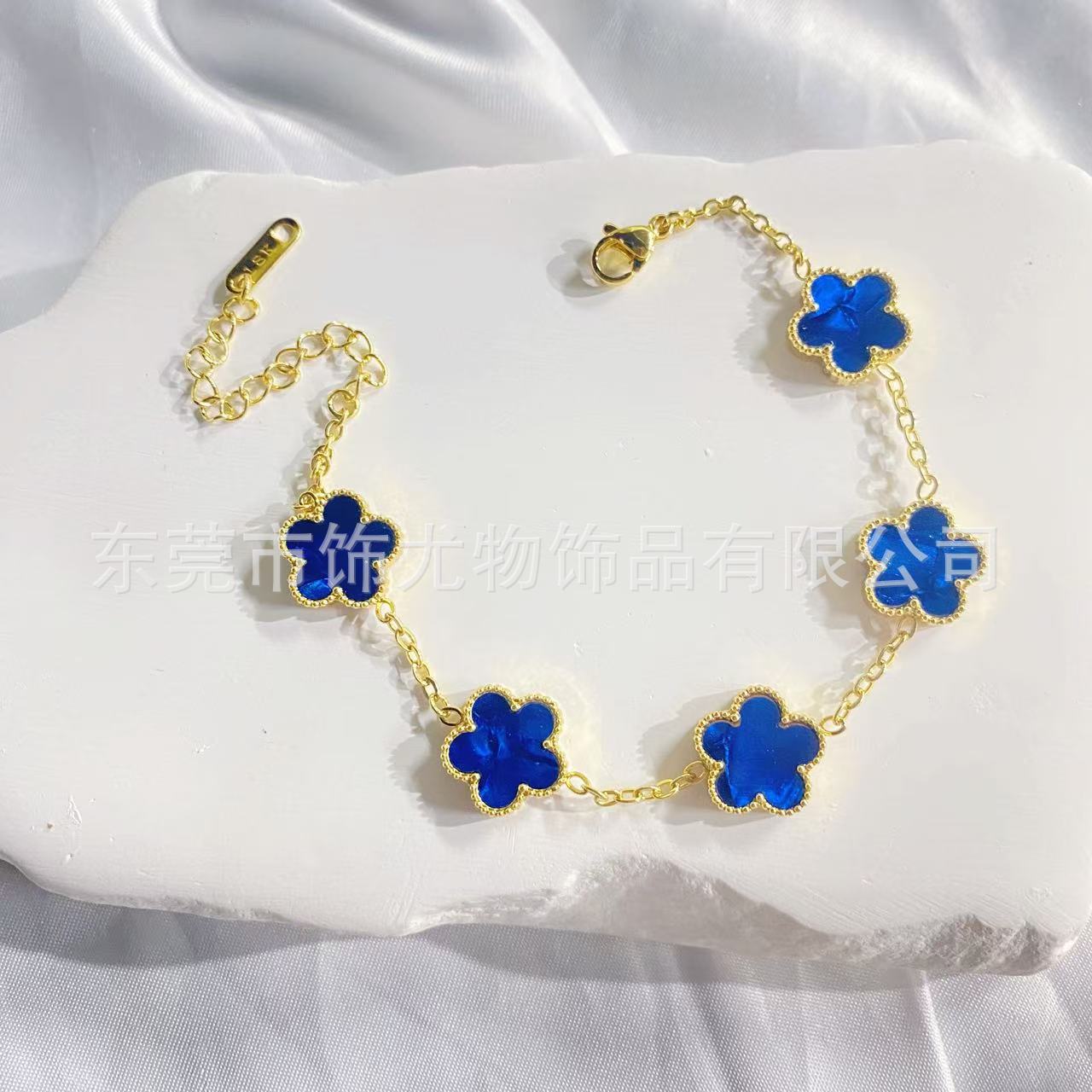 Wholesale Titanium Steel Five-Leaf Clover Bracelet Colorful European American Style Fashion Jewelry Accessory