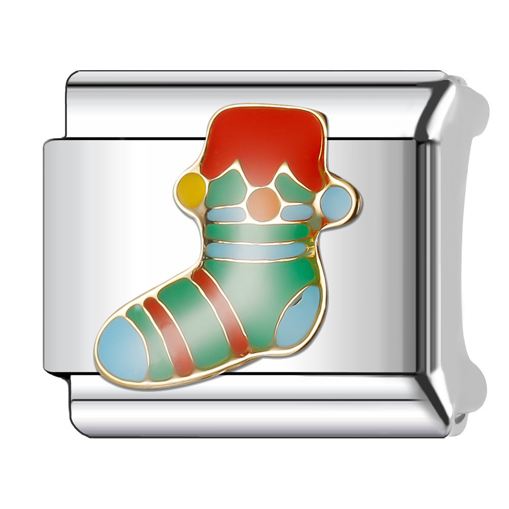 Wholesale Italian Charm Bracelet 9mm DIY Splicing Christmas Series Stainless Steel Composable Bracelet