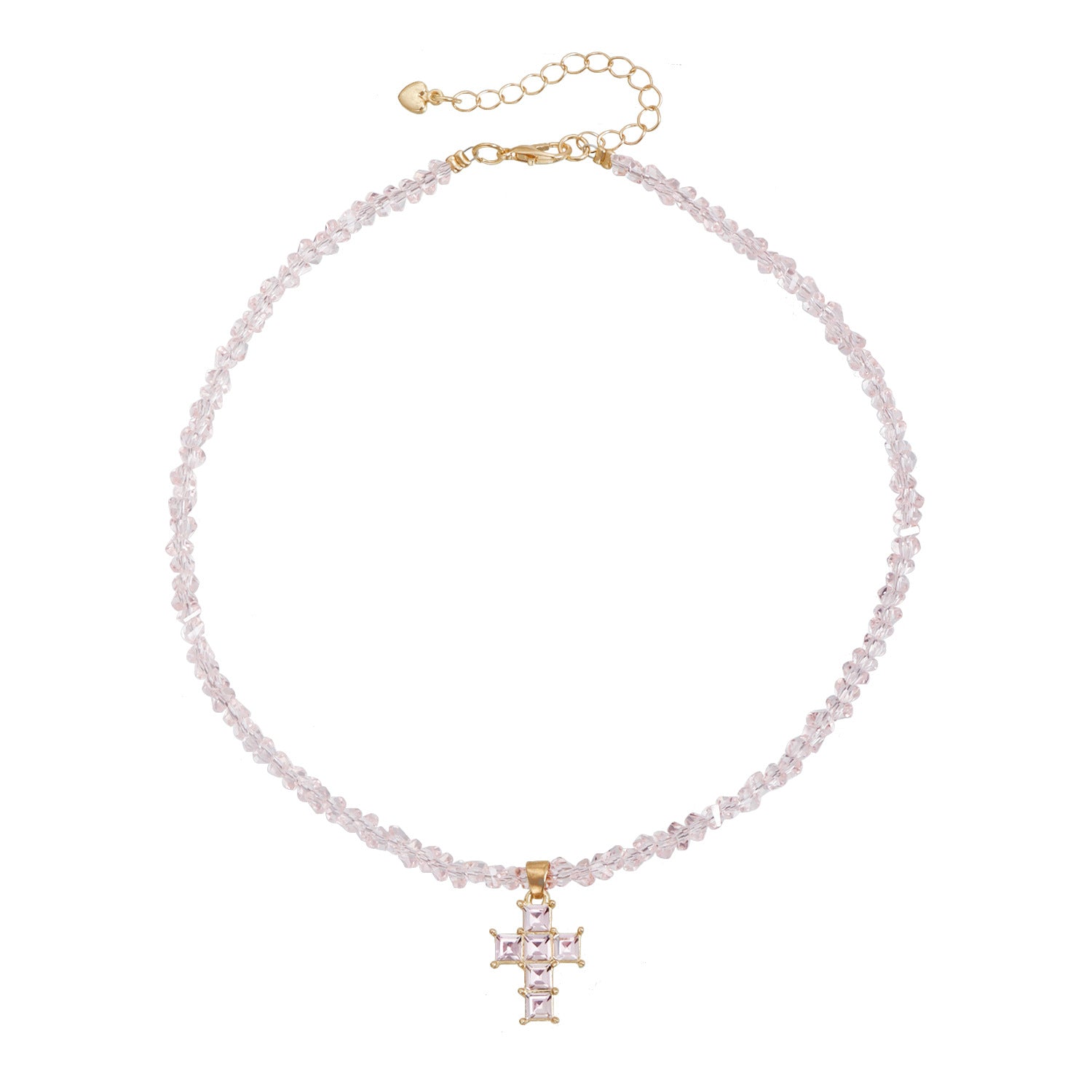 Wholesale Alloy Electroplated Triangle Crystal Inlaid Cross Necklace for Women Stylish Street Style Jewelry Accessory