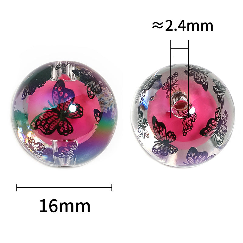 Wholesale 100pcs/pack High Transmittance 16mm Butterfly Strawberry Acrylic Beads DIY Bead Accessories