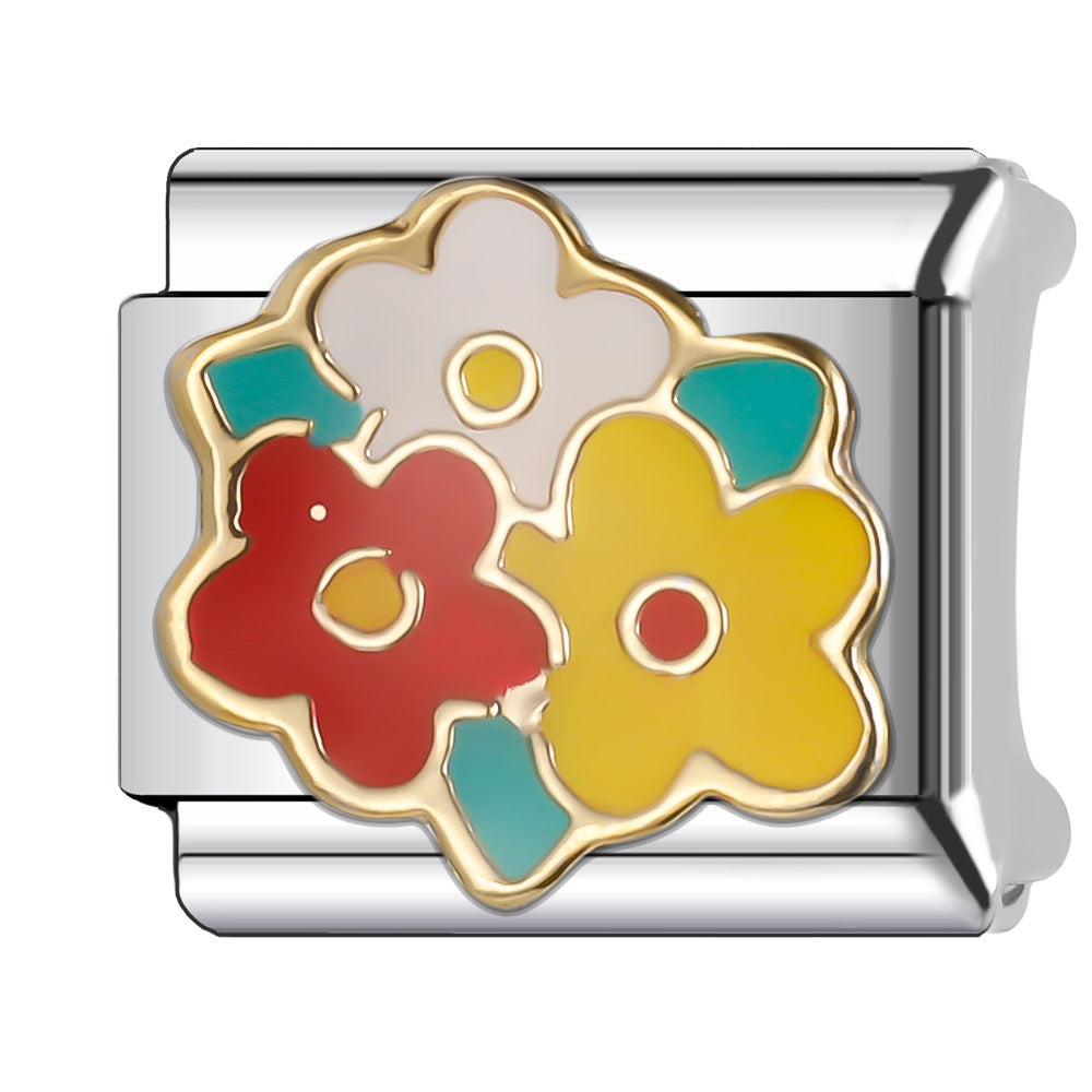 Wholesale Italian Charm Bracelet 9mm DIY Splicing Plant and Flower Series Stainless Steel Composable Bracelet