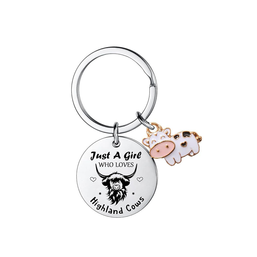 Wholesale Stainless steel cow pendant keychain