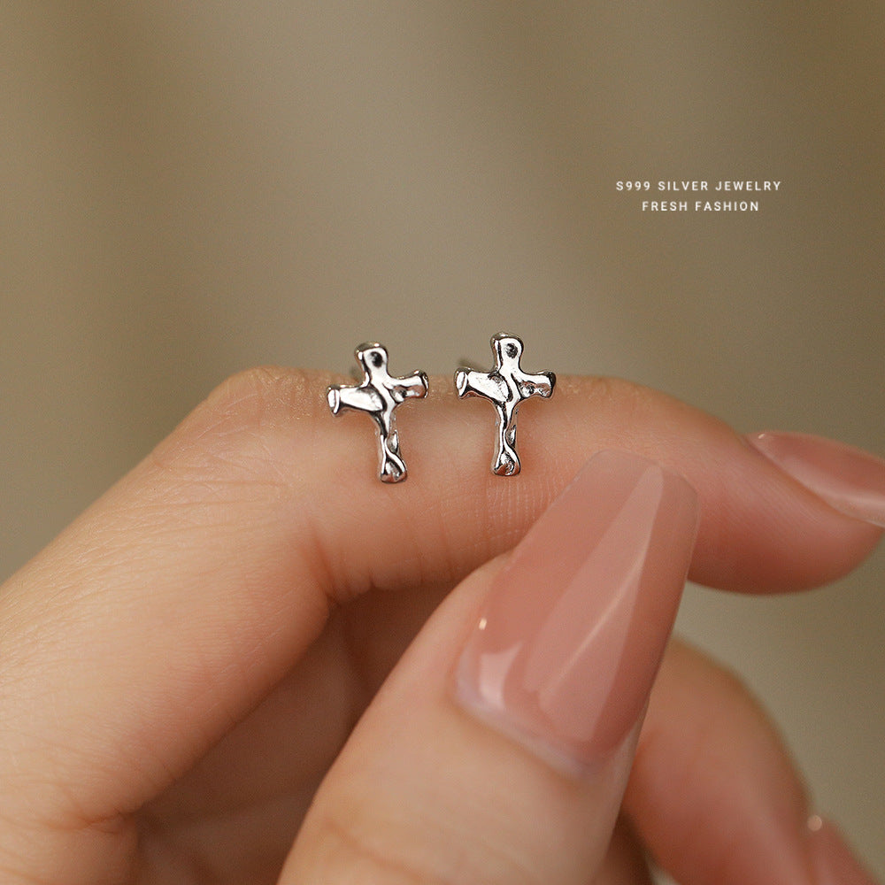Wholesale Cross S999 Sterling Silver Earrings