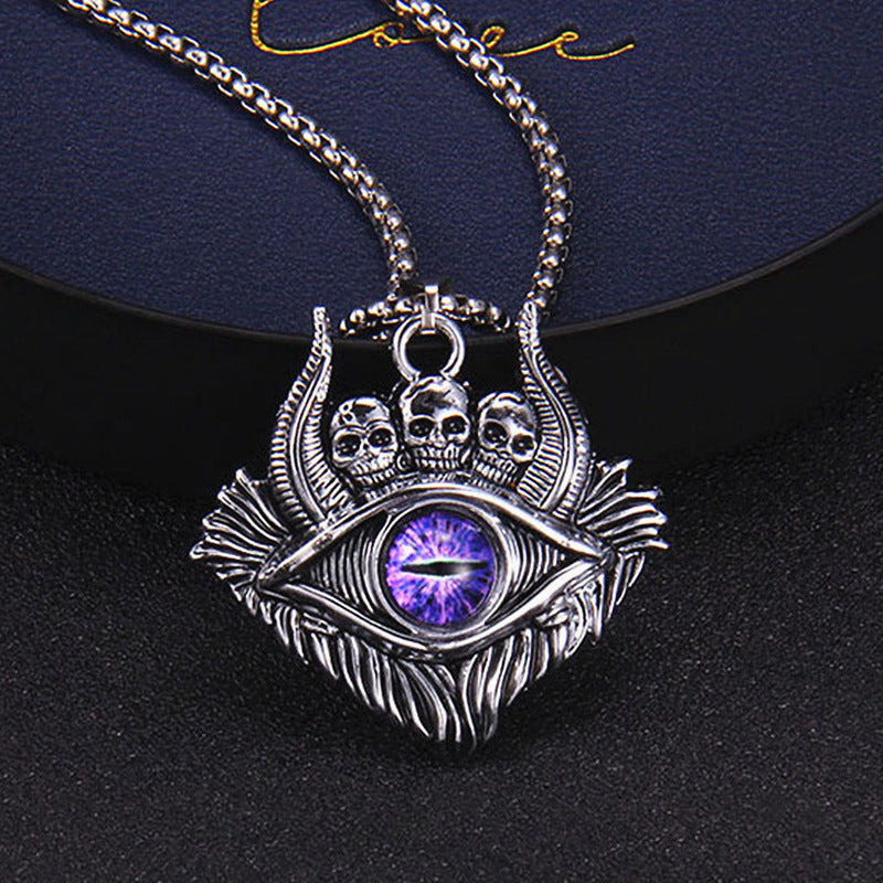Wholesale Vintage Devil Eye Pendant Titanium Steel Necklaces ACC-NE-Hanyu014