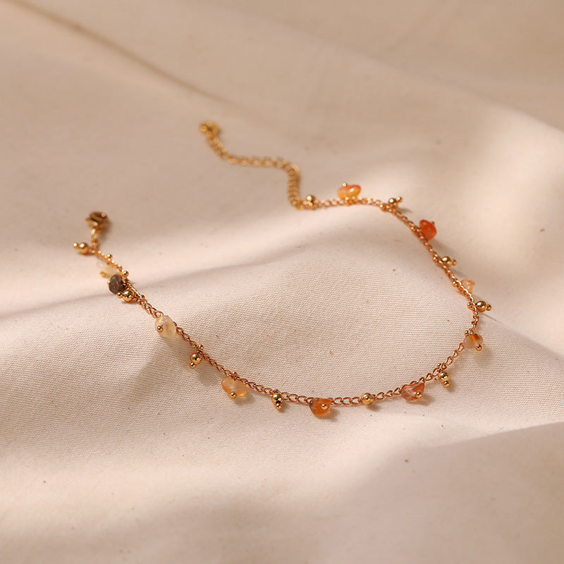 Wholesale natural irregular raw stone anklet