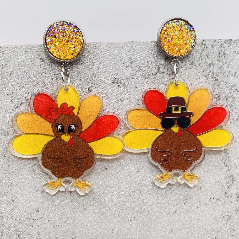 Wholesale Thanksgiving Turkey acrylic earrings