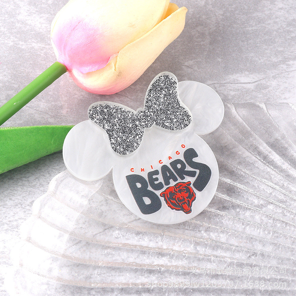 Wholesale 10PCS Acrylic DIY Loose Powder Cartoon Bowknot Brooch Patches