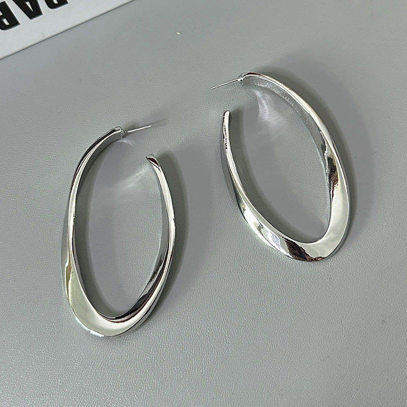 Wholesale Retro Exaggerated Geometric Oval Large Circle Earrings