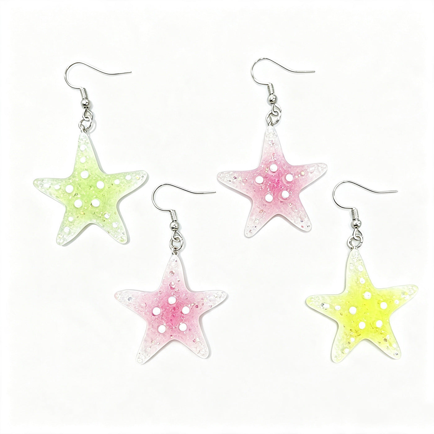 Wholesale Starfish Earrings For Women Summer Beach Gradient Jelly Macaron Fashion Jewelry Accessory