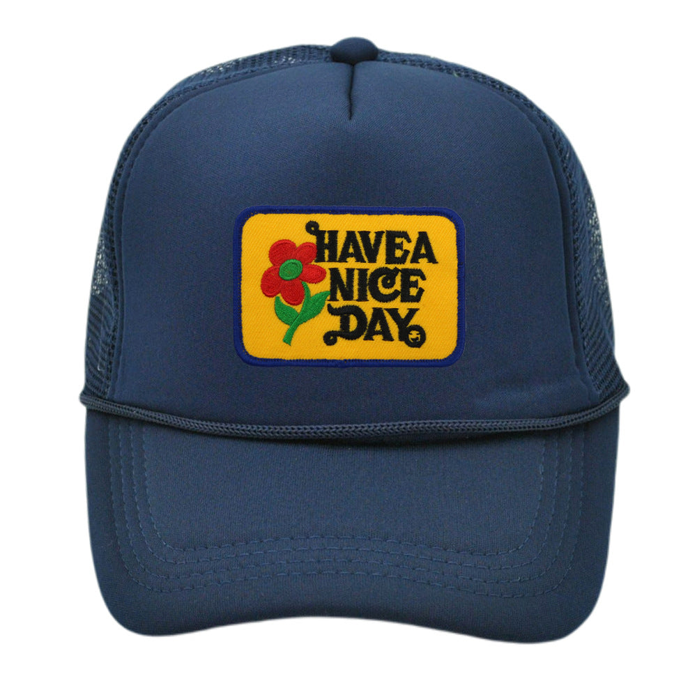 Wholesale Haves Nice Day Floral Logo Baseball Mesh Cap ACC-HT-PeiNi003