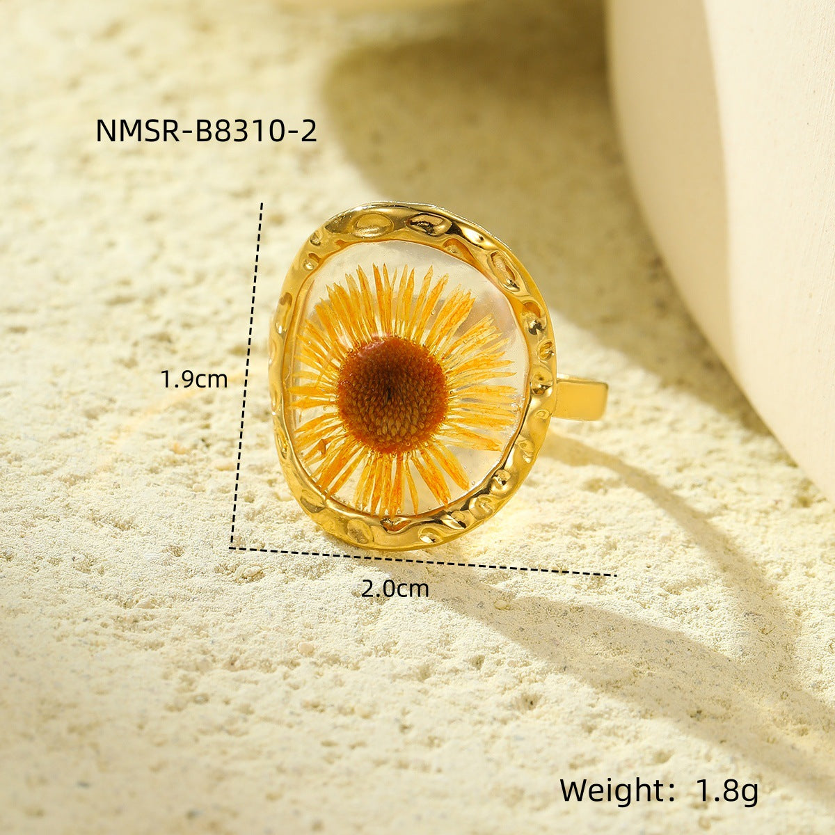 Wholesale  stainless steel ring female everlasting flower glue ring