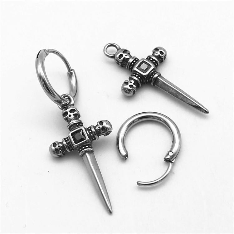 Wholesale Skull Cross Titanium Steel Earrings ACC-ES-MingXin002