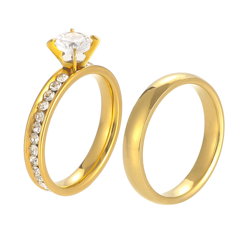 Wholesale light luxury titanium steel diamond ring