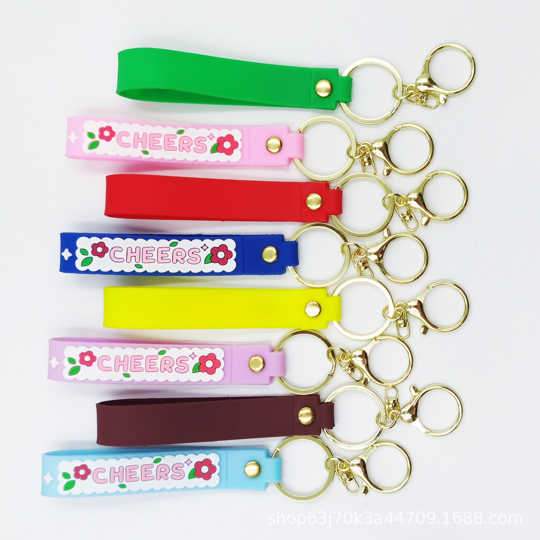 Wholesale 10pcs Plum blossom letter PVC soft glue lanyard keychain