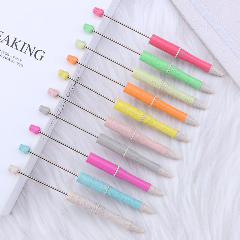 Wholesale 5pcs Beadable Pens Environmentally Friendly Wheat Straw DIY Beaded Pens ACC-PN-JinBN012