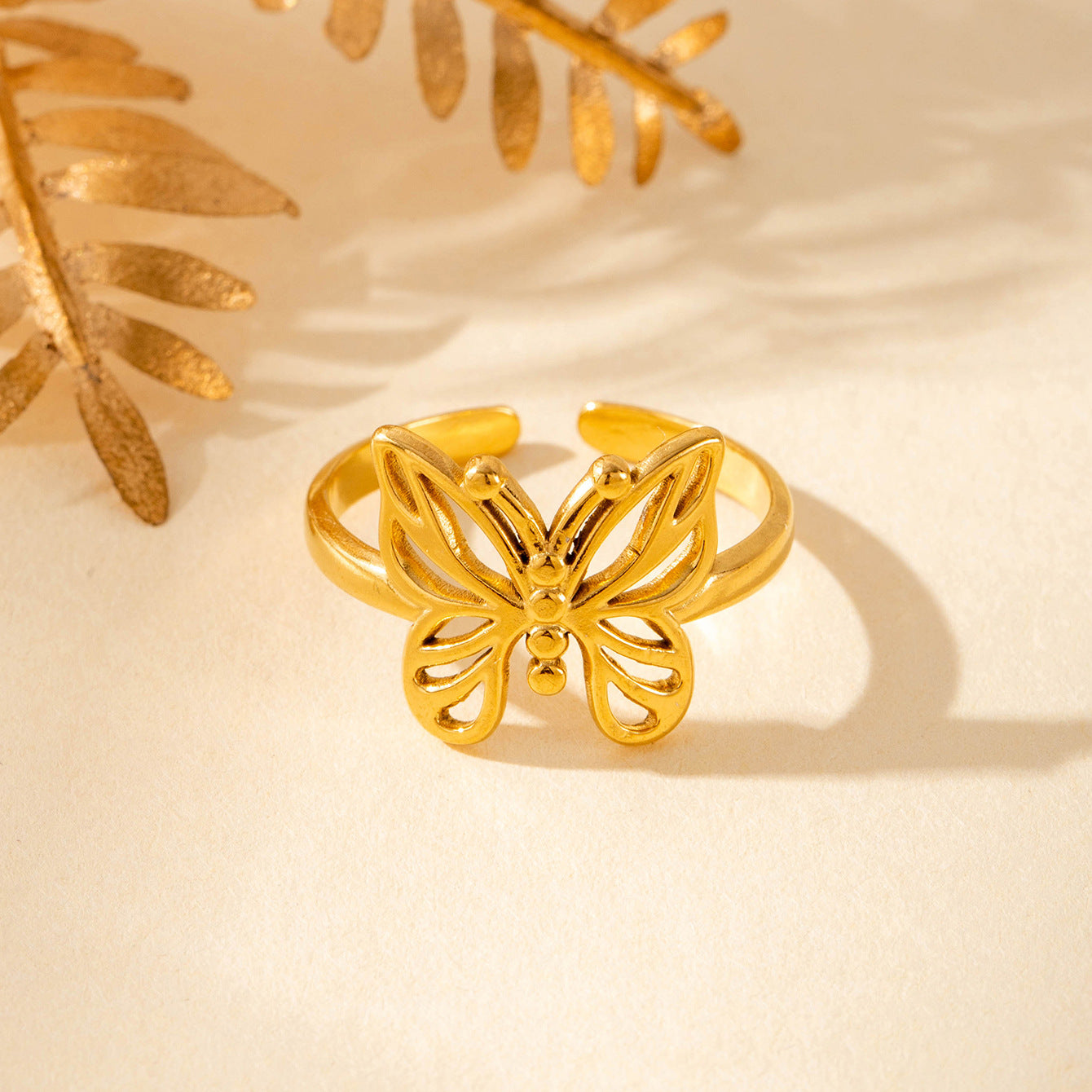 Wholesale titanium steel love butterfly  retro open ring