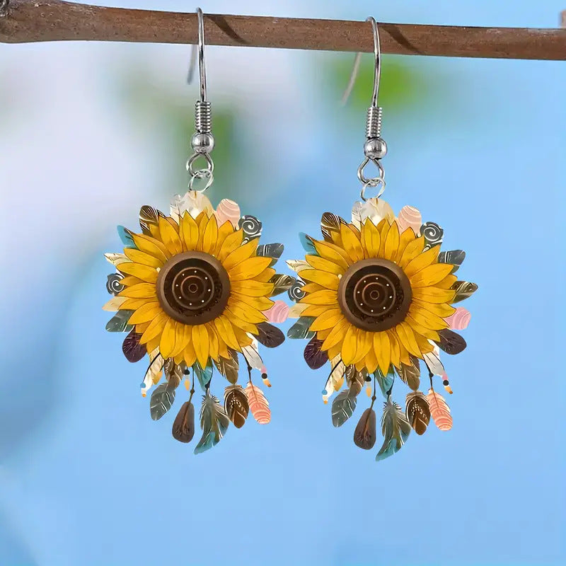 Wholesale  Promising Sunflower Acrylic Earrings