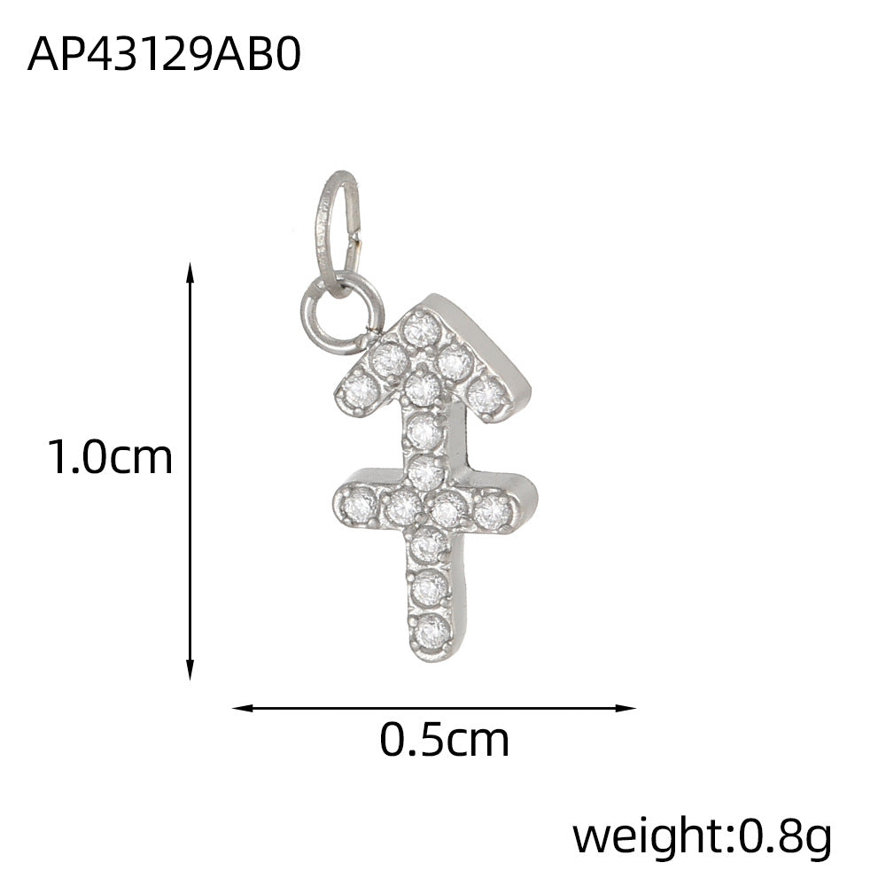 Wholesale Twelve Zodiac DIY stainless steel micro-inlaid diamond pendant