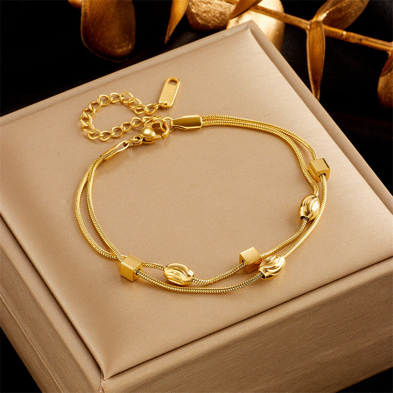 Wholesale Gold Butterfly Pearl Flower Diamond Bracelet ACC-BT-QianYue004