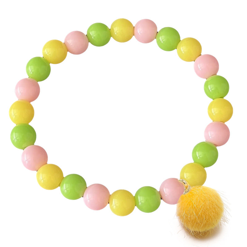 Wholesale  2pcs Back-To-School Season  Mixed Color Acrylic Ball Bead Bracelet