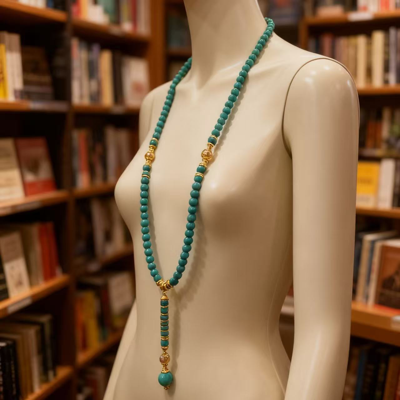 Wholesale Turquoise Necklace Geometric Stone Pendant Bohemian Fashion Jewelry Accessory