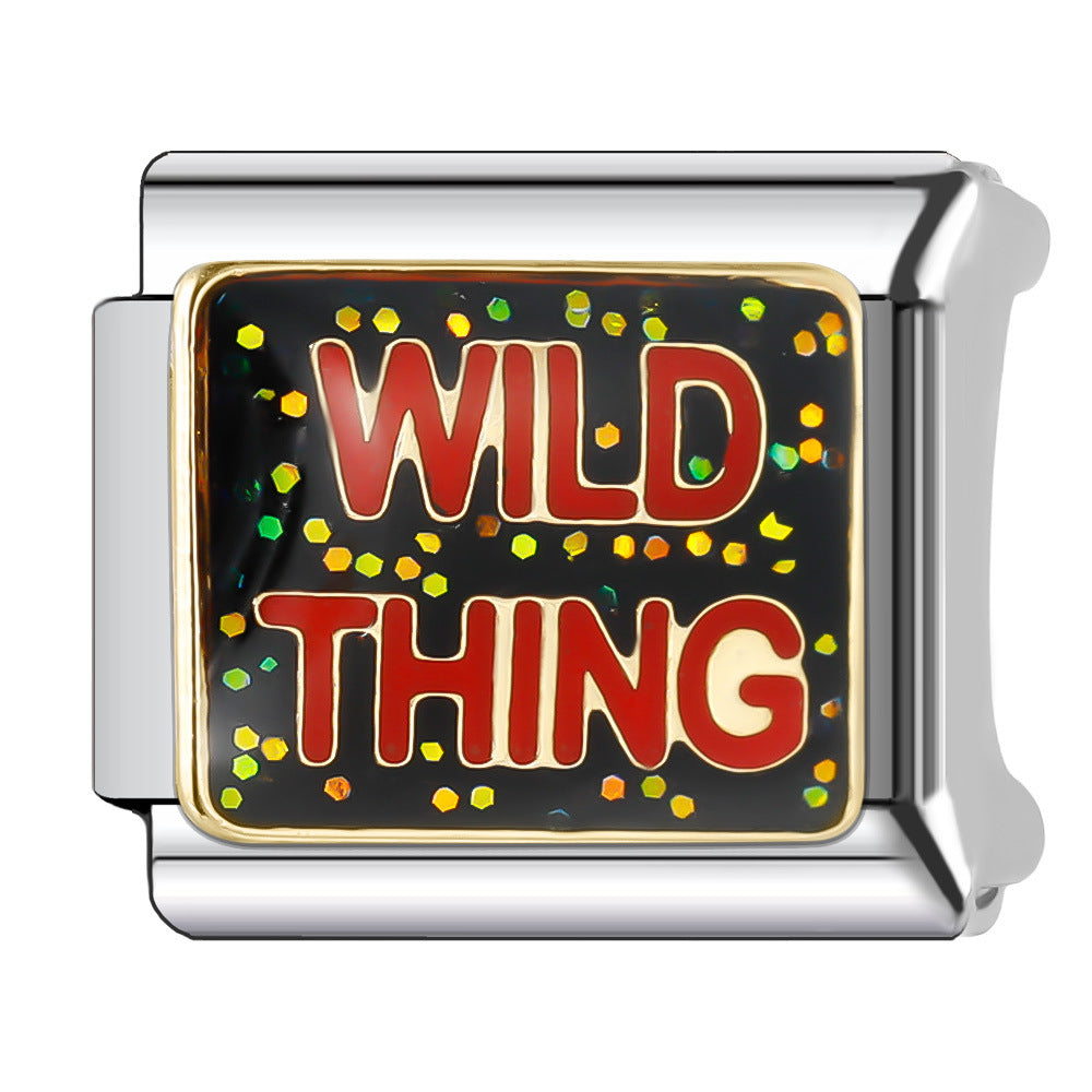 Wholesale Italian Charm Bracelet 9mm DIY Splicing English Series Stainless Steel Composable Bracelet