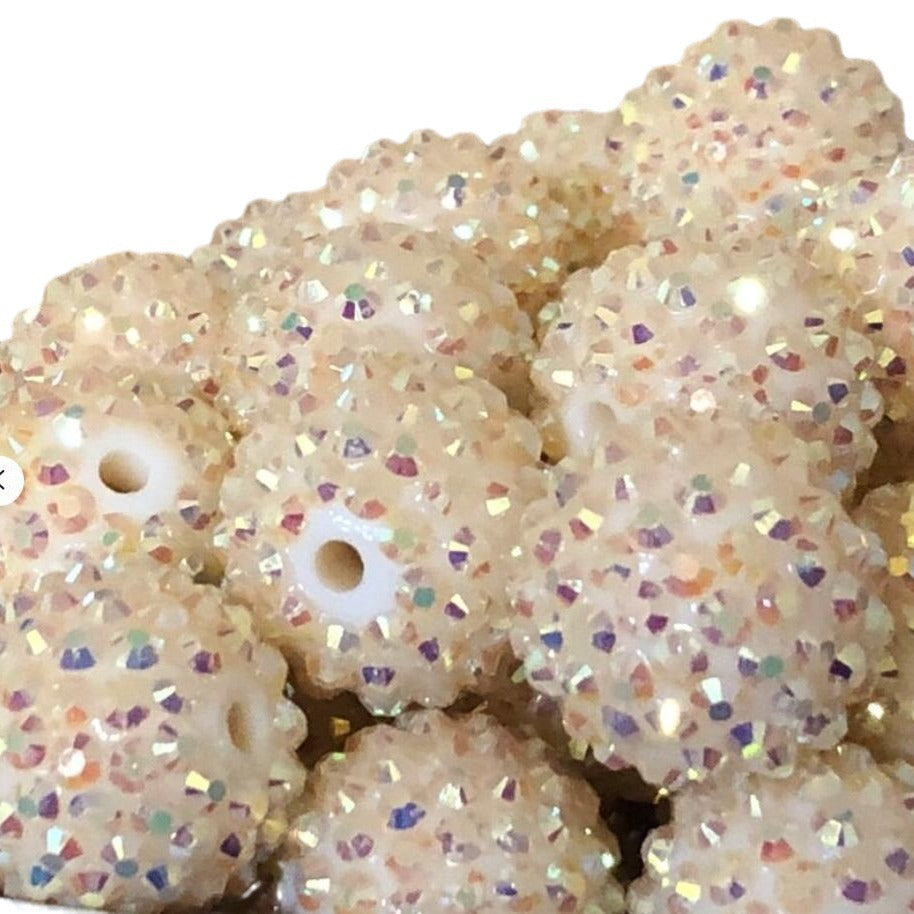 Wholesale 5pcs Beige AB Colored 16MM-22MM Resin Diamond Beads ACC-BDS-NiJia062