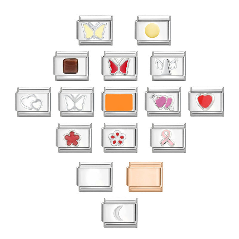 Wholesale Italian Charm Bracelet 9mm DIY Splicing Creative Pattern Titanium Steel Composable Bracelet