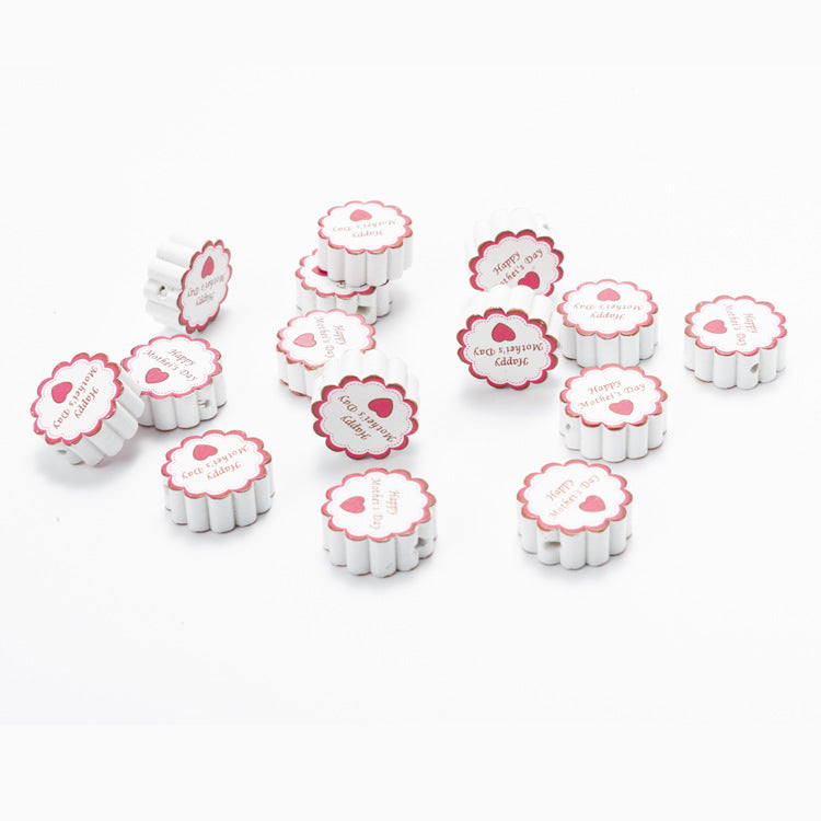Wholesale 50pcs Mother's Day Wooden Beads Colored Wooden Beads Focal Beads ACC-BDS-DianJin003