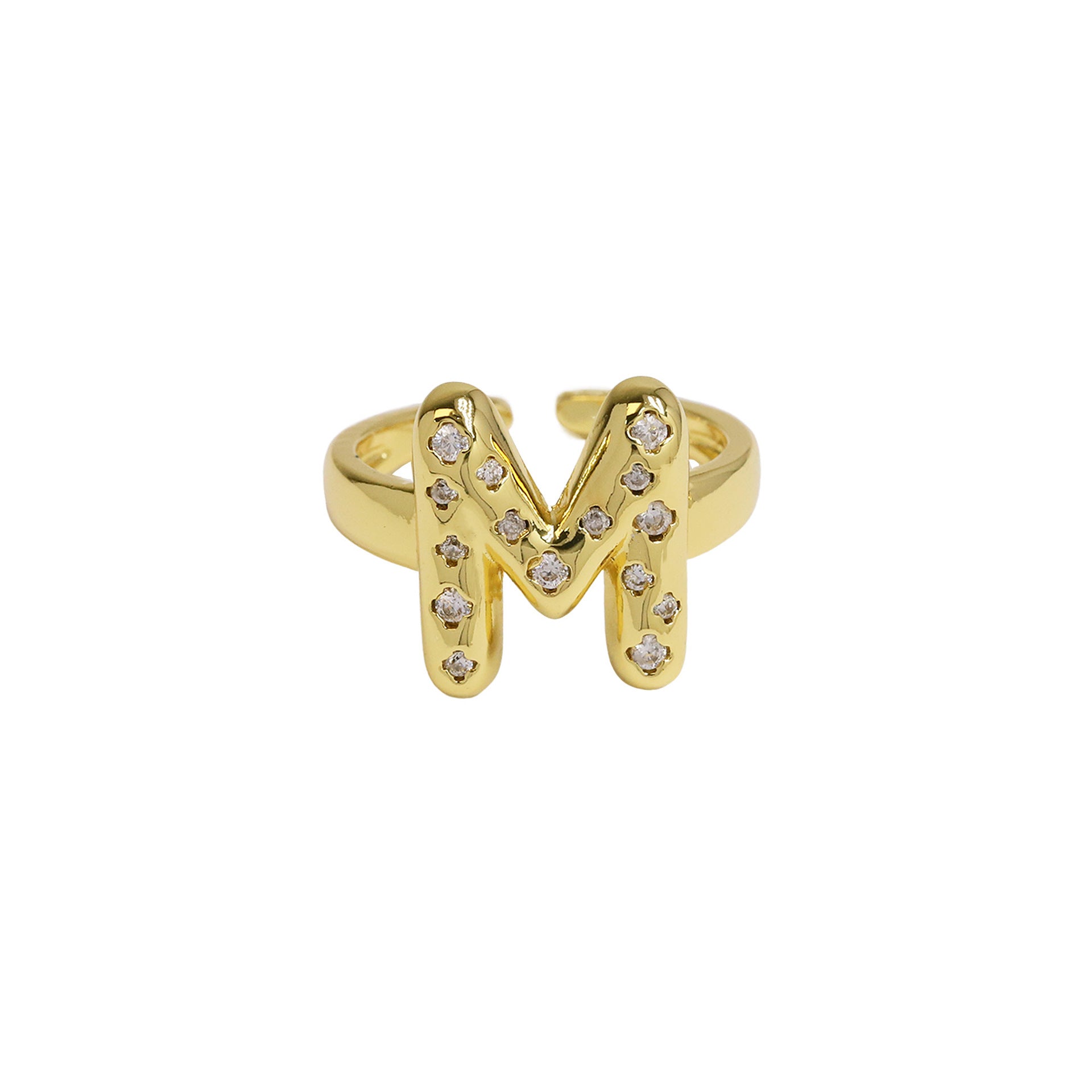 Wholesale Micro-inlaid Zircon Bubble Bubble Balloon Cute 26 English Letters Open Ring