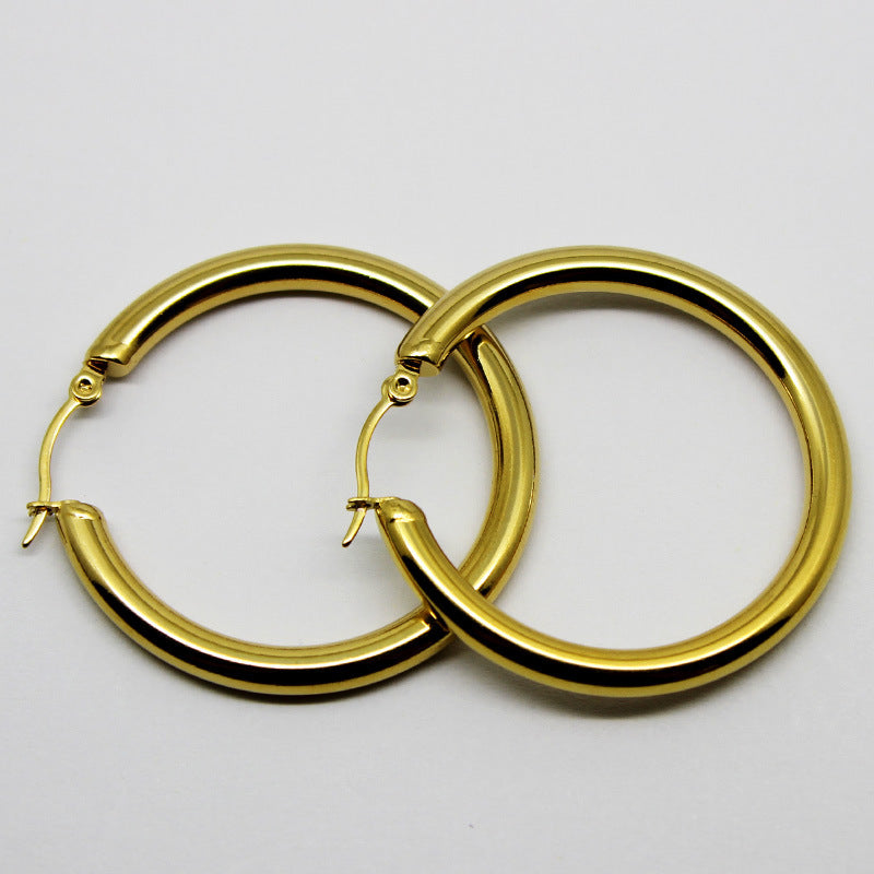Wholesale  4mm5mm thick 316L stainless steel  hollow tube earrings