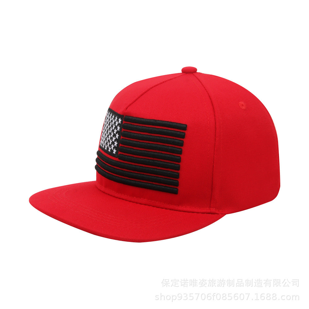 Wholesale Embroidered Flat-Brim Hip Hop Cap National Flag Baseball Cap