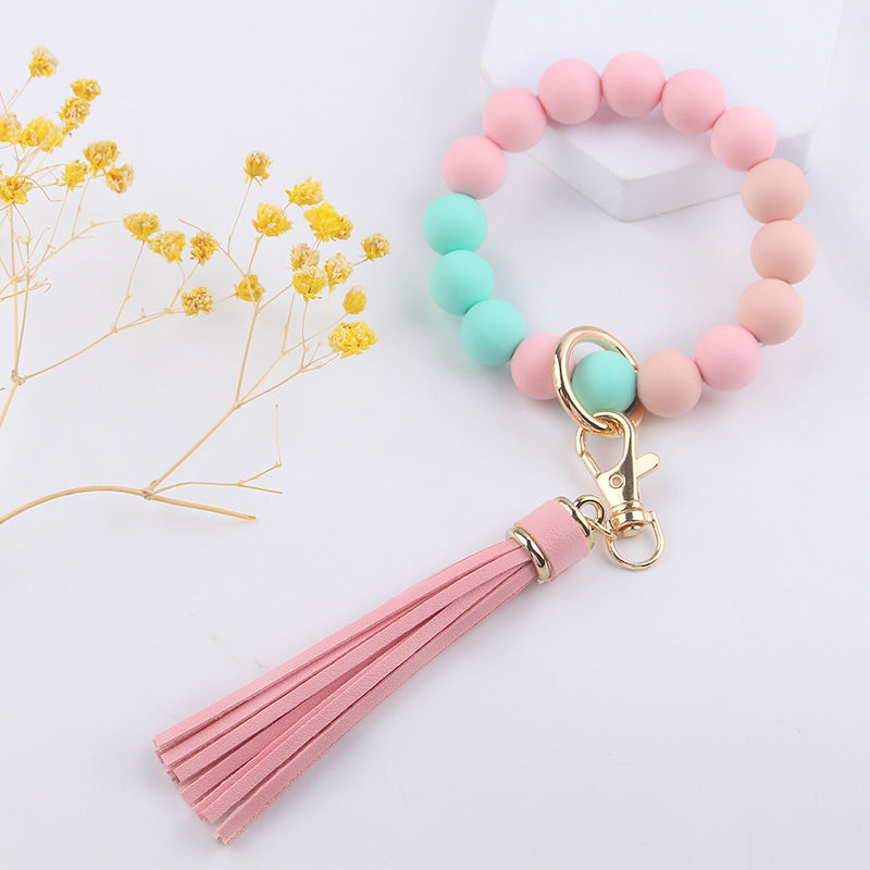 Wholesale Cartoon Solid Color Silicone Beaded Wrist Keychain ACC-KC-GuangTian060