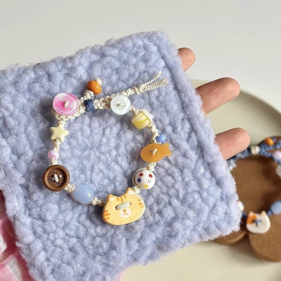 Wholesale Cute Children's Fun Orange Cat Woven Bracelet