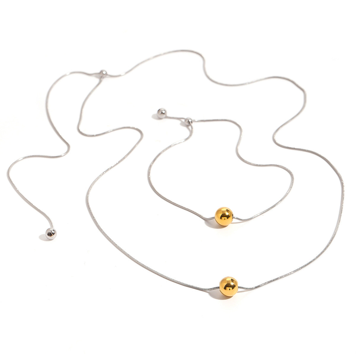 Wholesale  Stainless Steel Gold and Silver Contrast Color Geometric Pendant Necklace