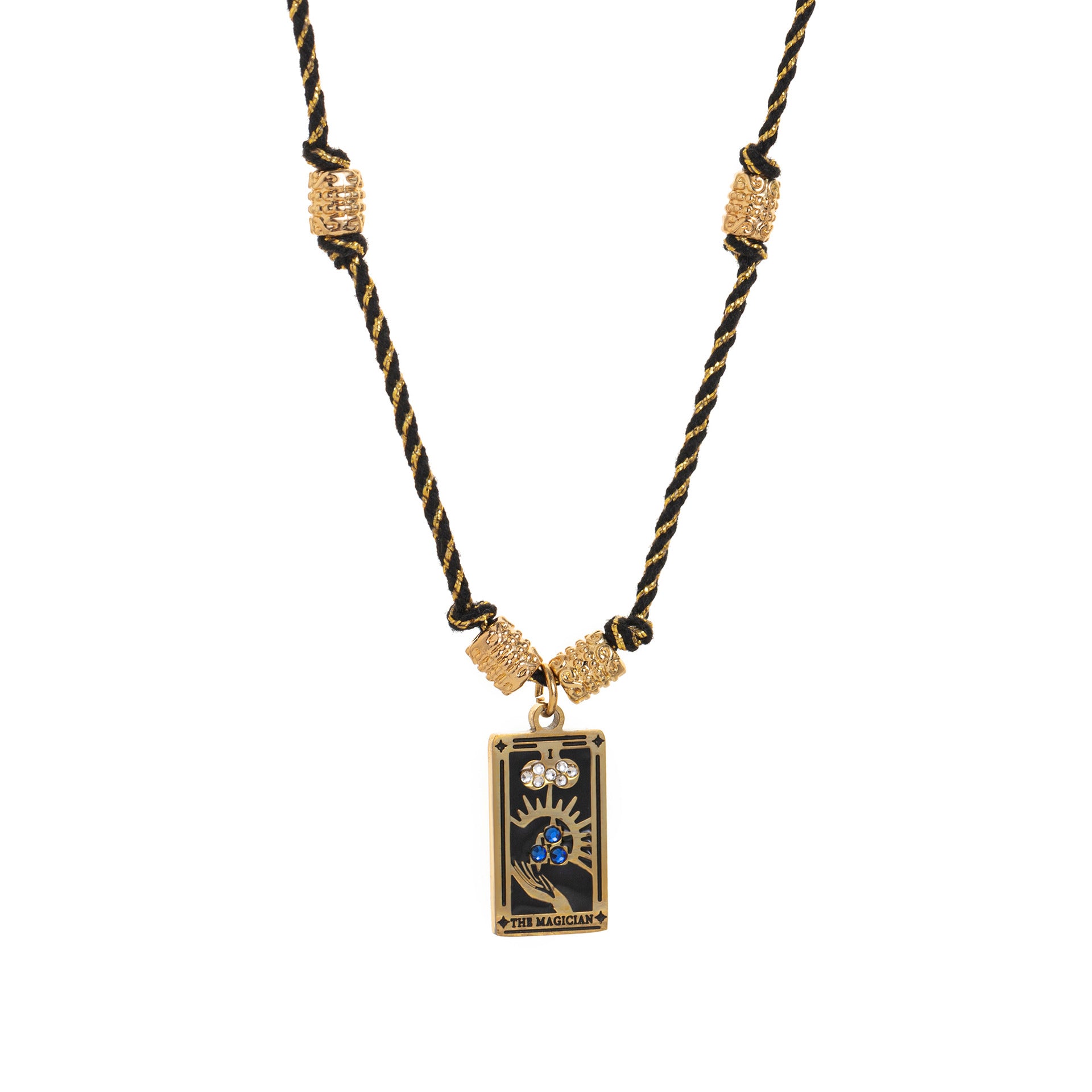 Wholesale Titanium steel gold-plated necklace Tarot card diamond drop oil rope necklace