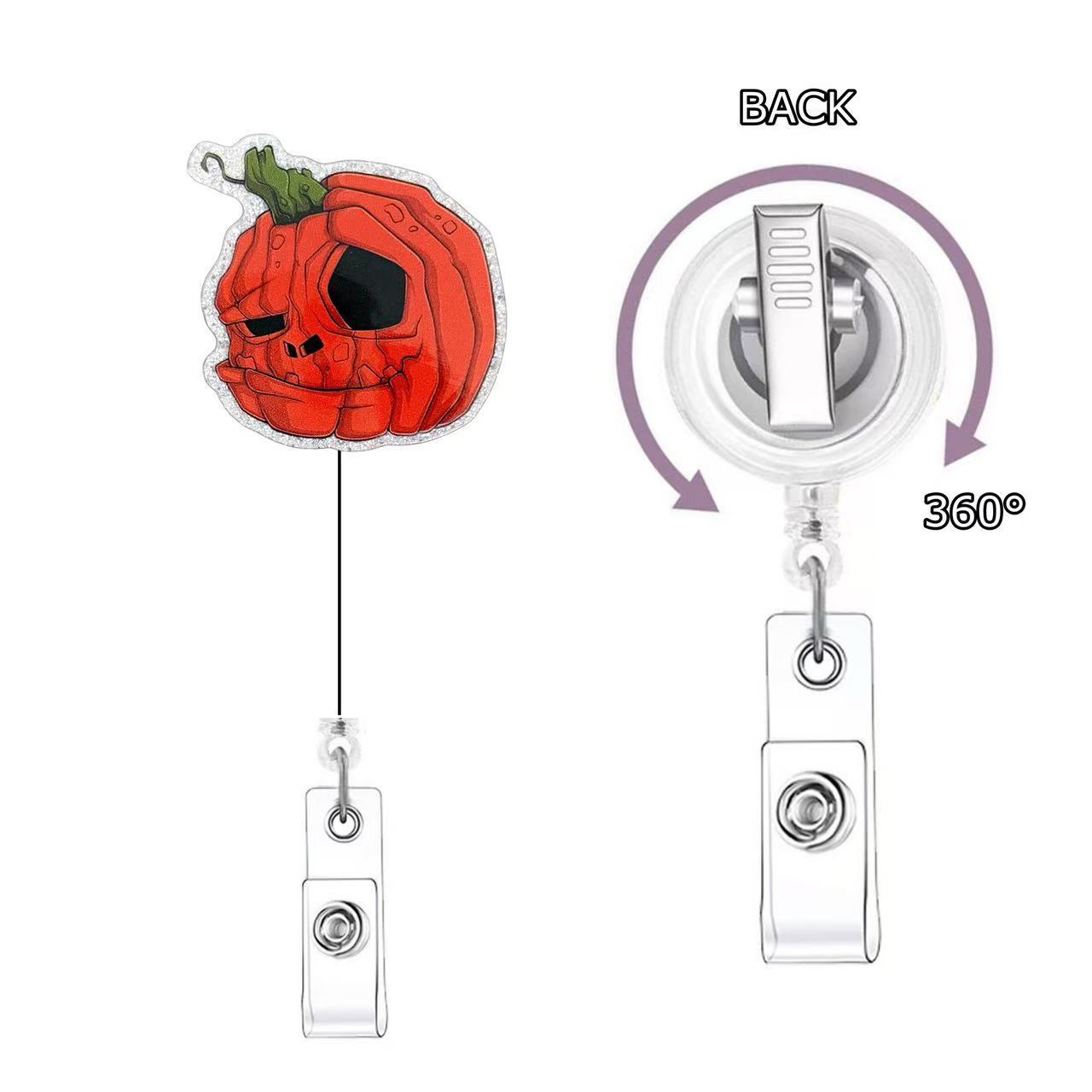 Wholesale Acrylic Retractable Badge Reel Lanyard  Pumpkin Design Nurse ID Card Holder Fashion Accessory Boutique Resale