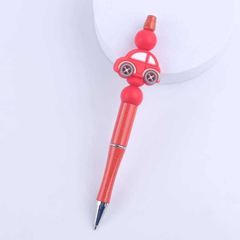 Wholesale  creative handmade cartoon car silicone color plastic beaded pen