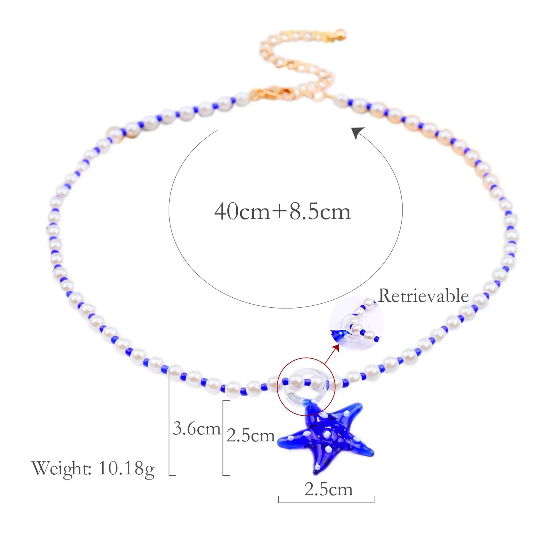 Wholesale  Popular Pearl Necklace Glazed Starfish Pendant Necklace