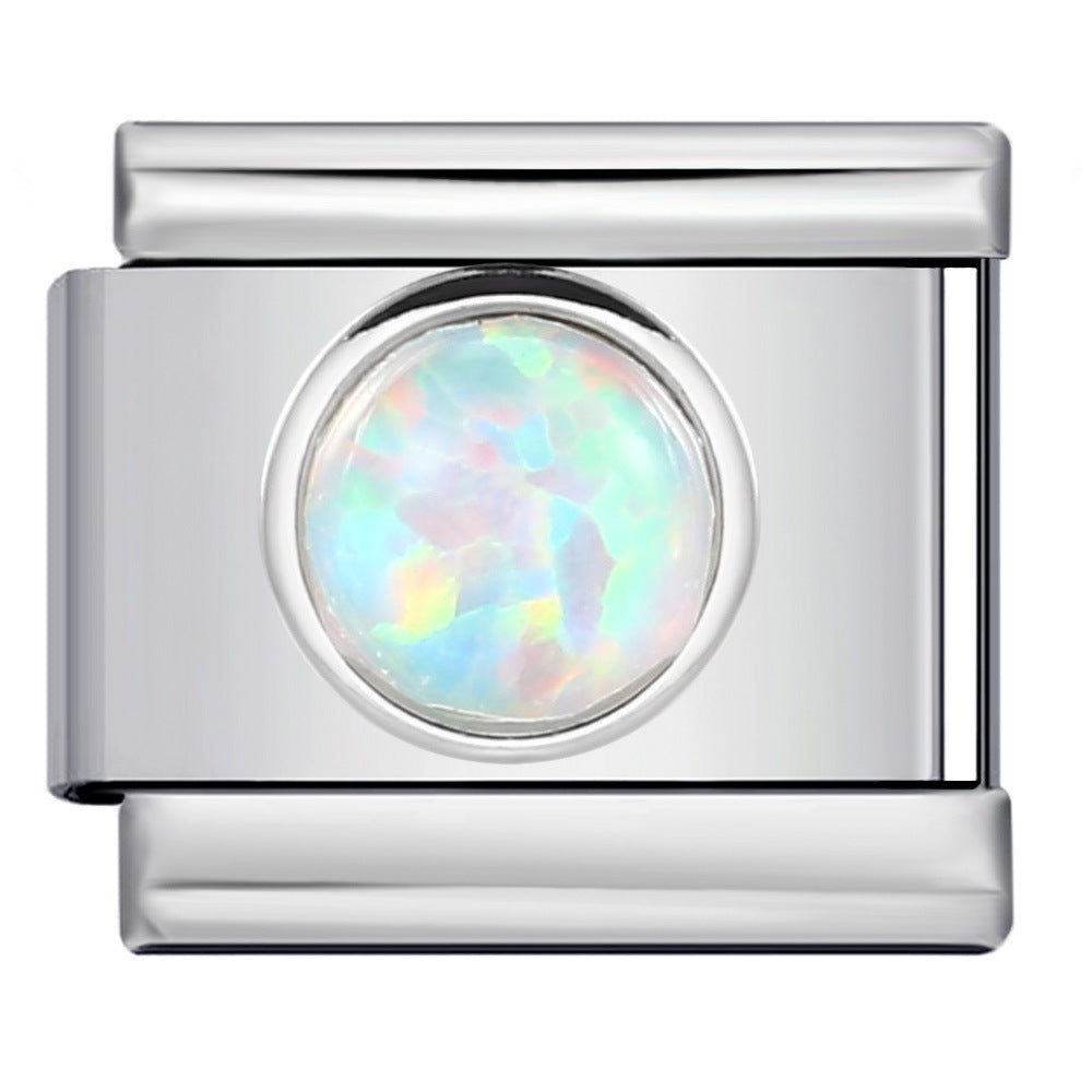 Wholesale Italian Charm Bracelet 9mm DIY Splicing Removable Large Oval Color Stone Stainless Steel Composable Bracelet