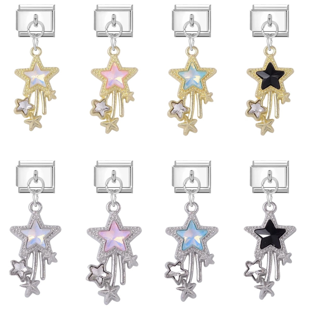 Wholesale Boutique Star Charm Pendant DIY Bracelet Jewelry Accessory Titanium Steel Enamel In Gold Silver Mocha