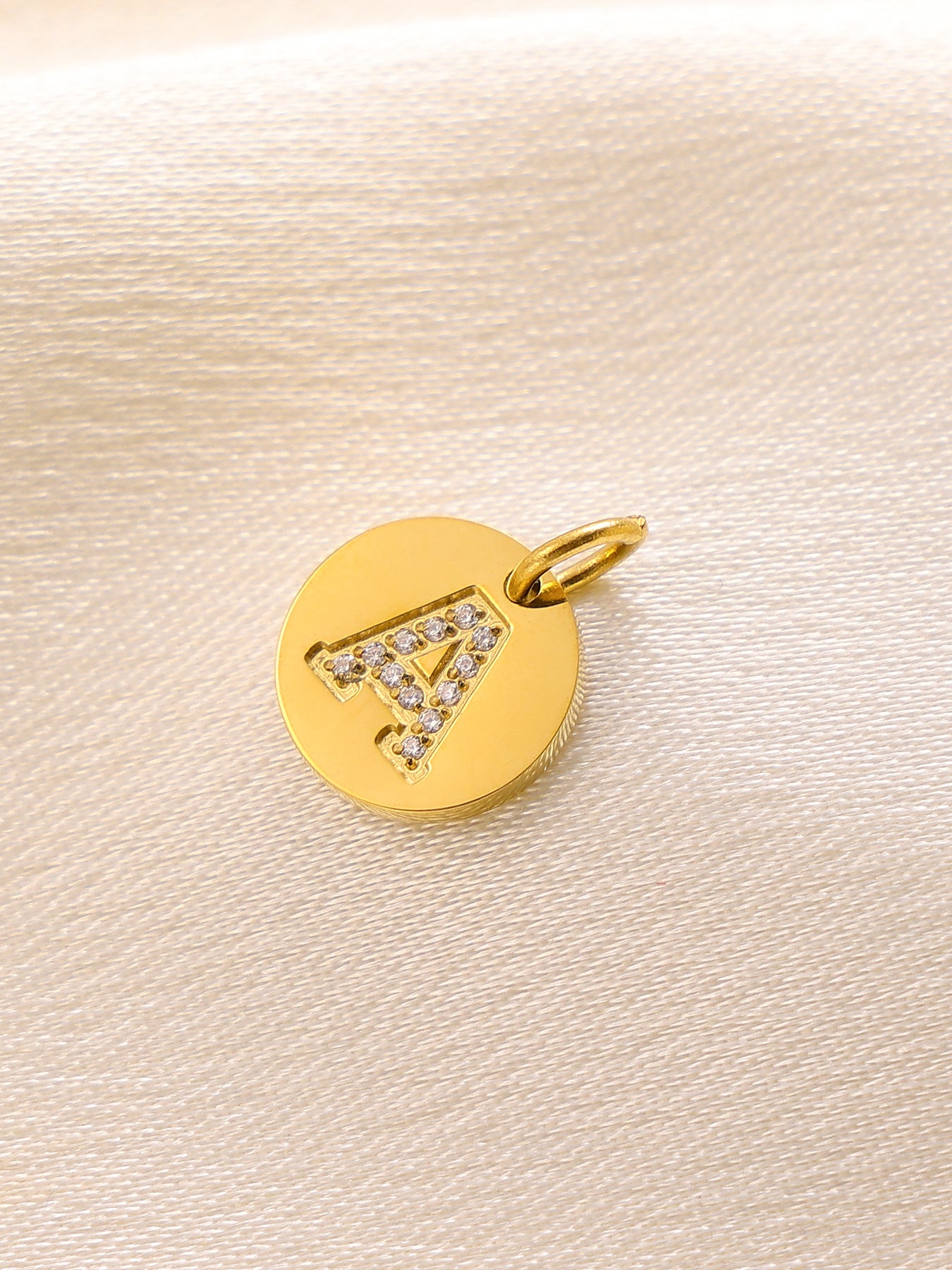 Wholesale  14K Round Brand Diamond Letter  Stainless Steel Pendant