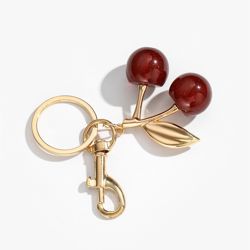 Wholesale Leopard Print Red Cherry Keychain