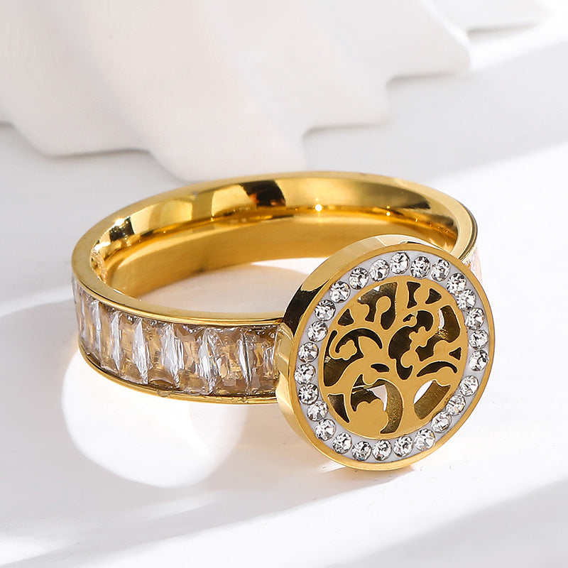 Wholesale Titanium Steel Tree of Life Exaggerated Ring